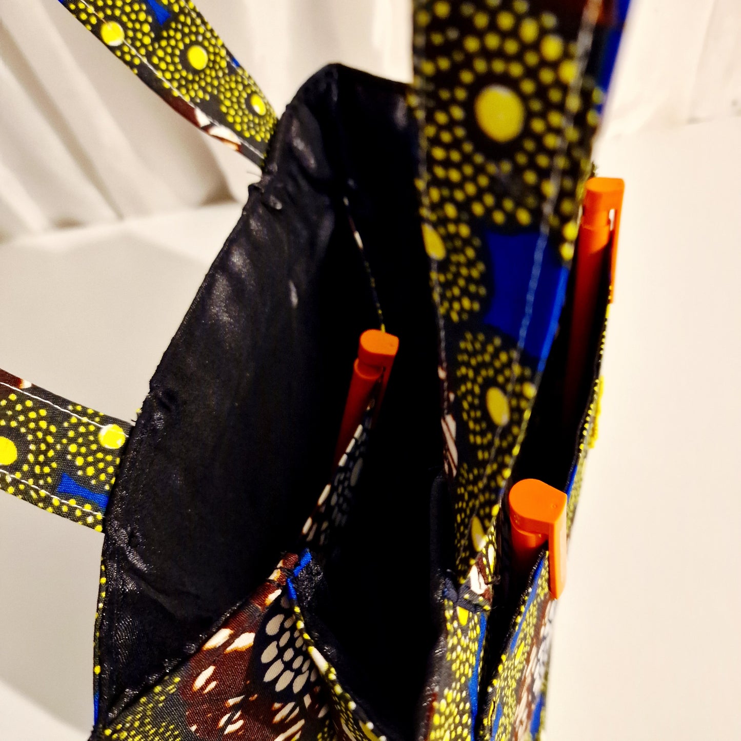 handmade tote bag, African print tote, fabric shopping bag