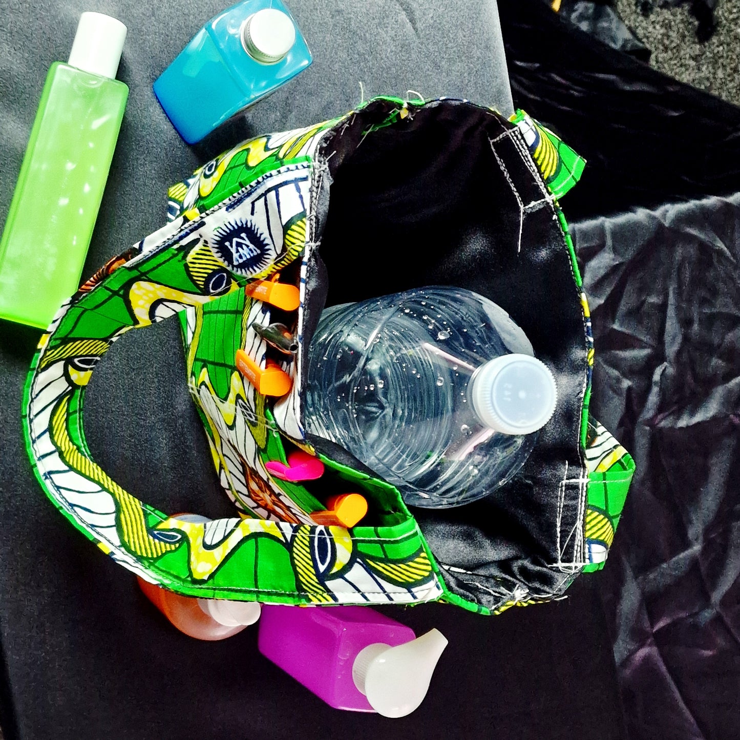 Statement Multicolour bag with refreshing Green hues” handmade tote bag, African print tote, fabric shopping bag