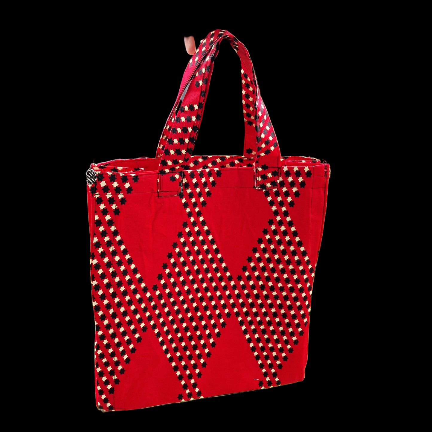 Handmade African Print Tote Bag –  Large Capacity 40cm – With Front Pocket | Everyday Shopping & Travel Bag