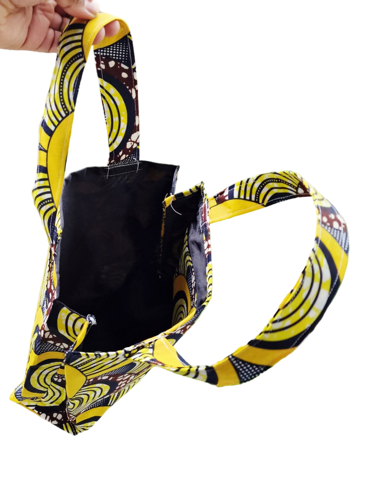African Heritage Tote Bag. Yellow hues Handmade Fabric Shoulder Bag for Women