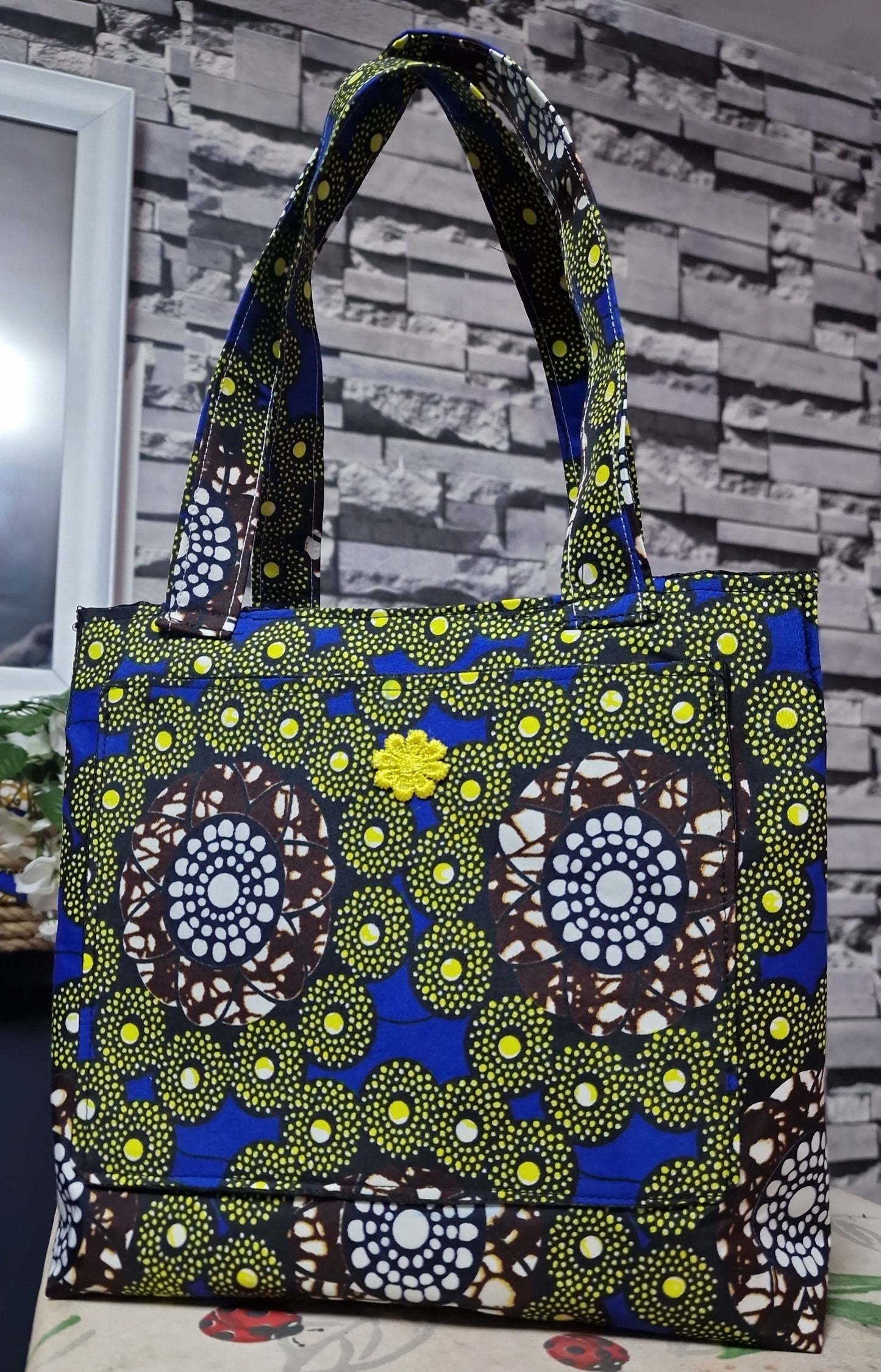 handmade tote bag, African print tote, fabric shopping bag