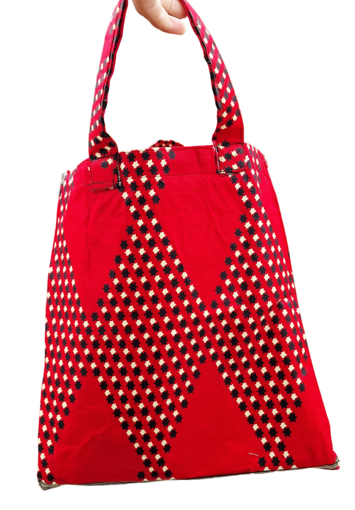 Handmade African Print Tote Bag –  Large Capacity 40cm – With Front Pocket | Everyday Shopping & Travel Bag