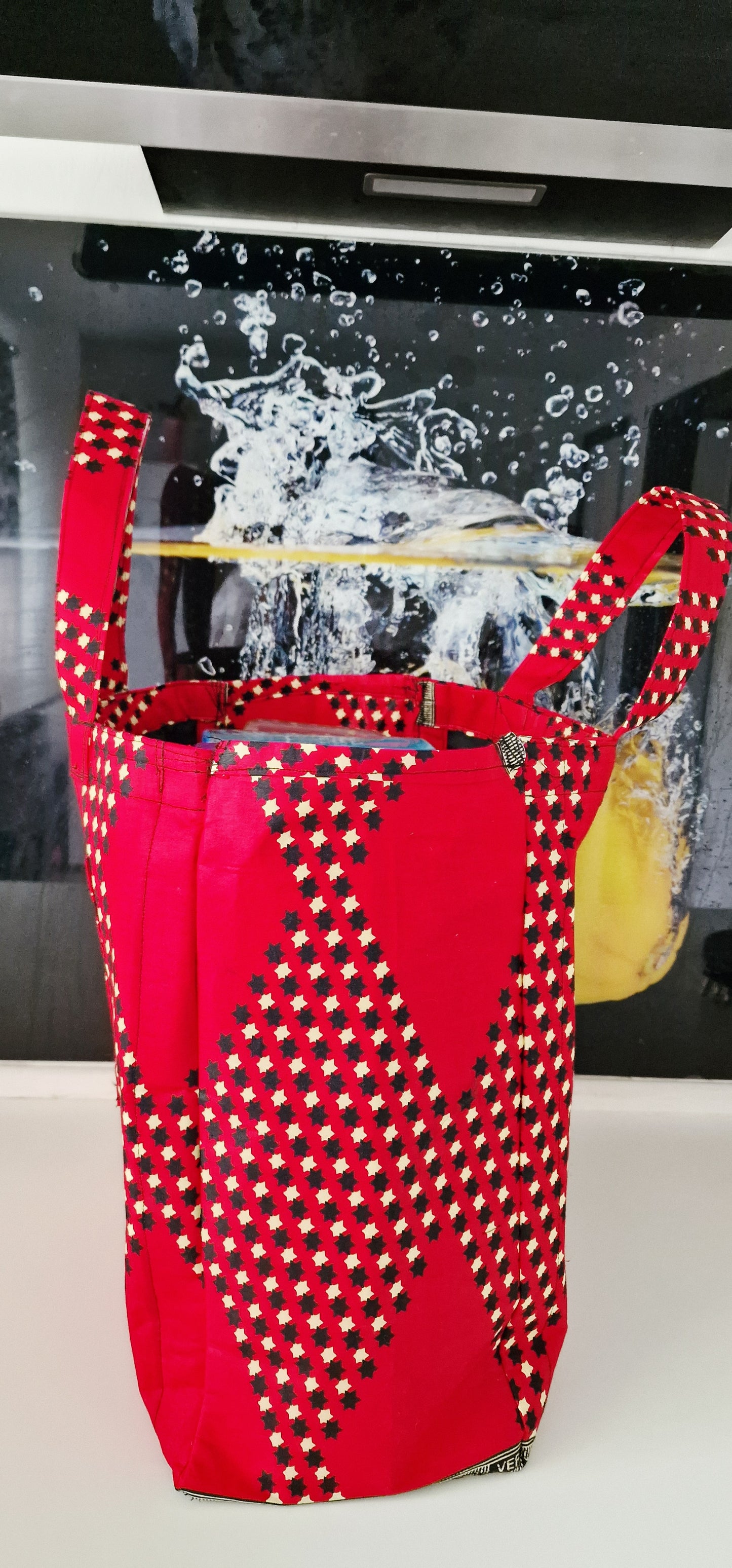 Handmade African Print Tote Bag –  Large Capacity 40cm – With Front Pocket | Everyday Shopping & Travel Bag