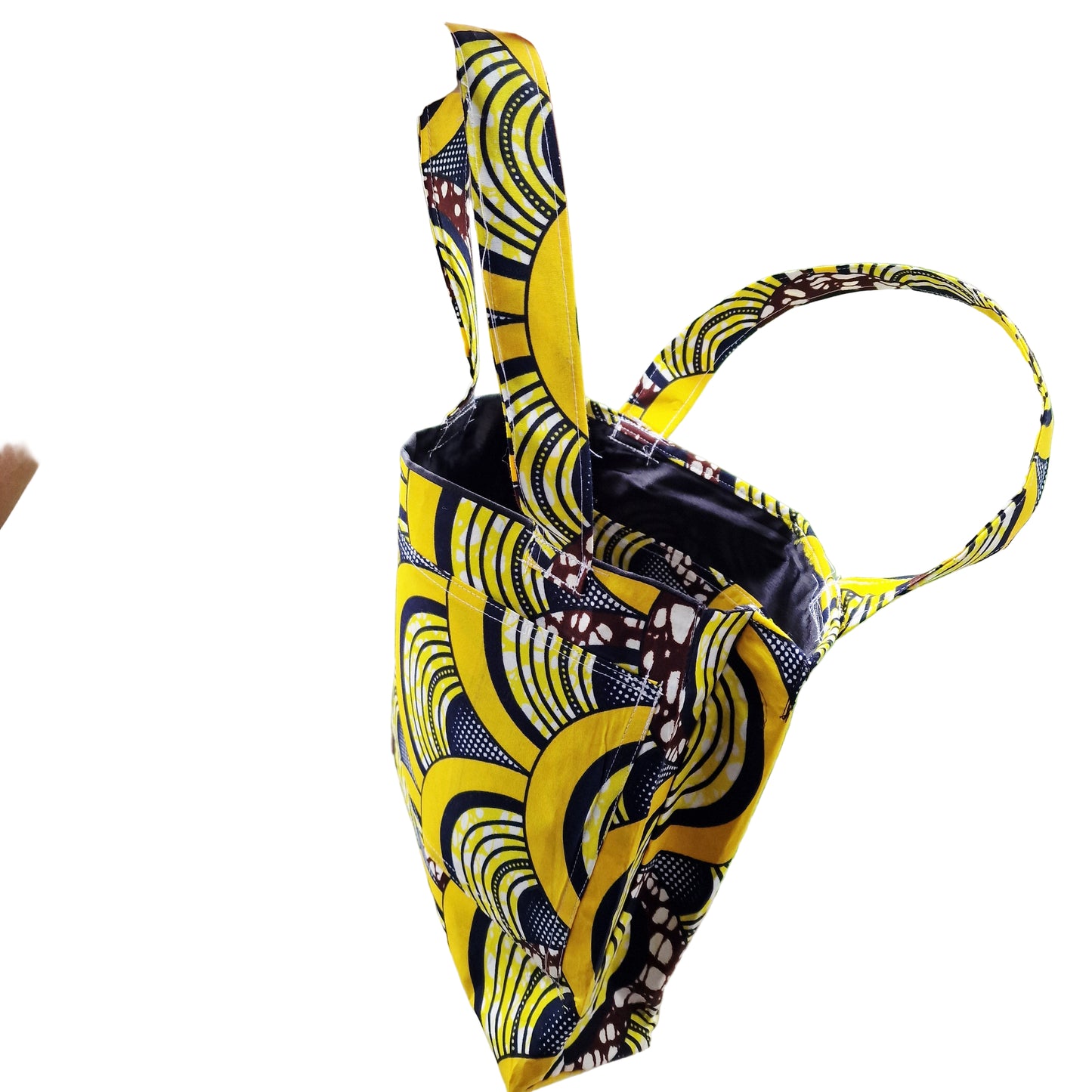 African Heritage Tote Bag. Yellow hues Handmade Fabric Shoulder Bag for Women