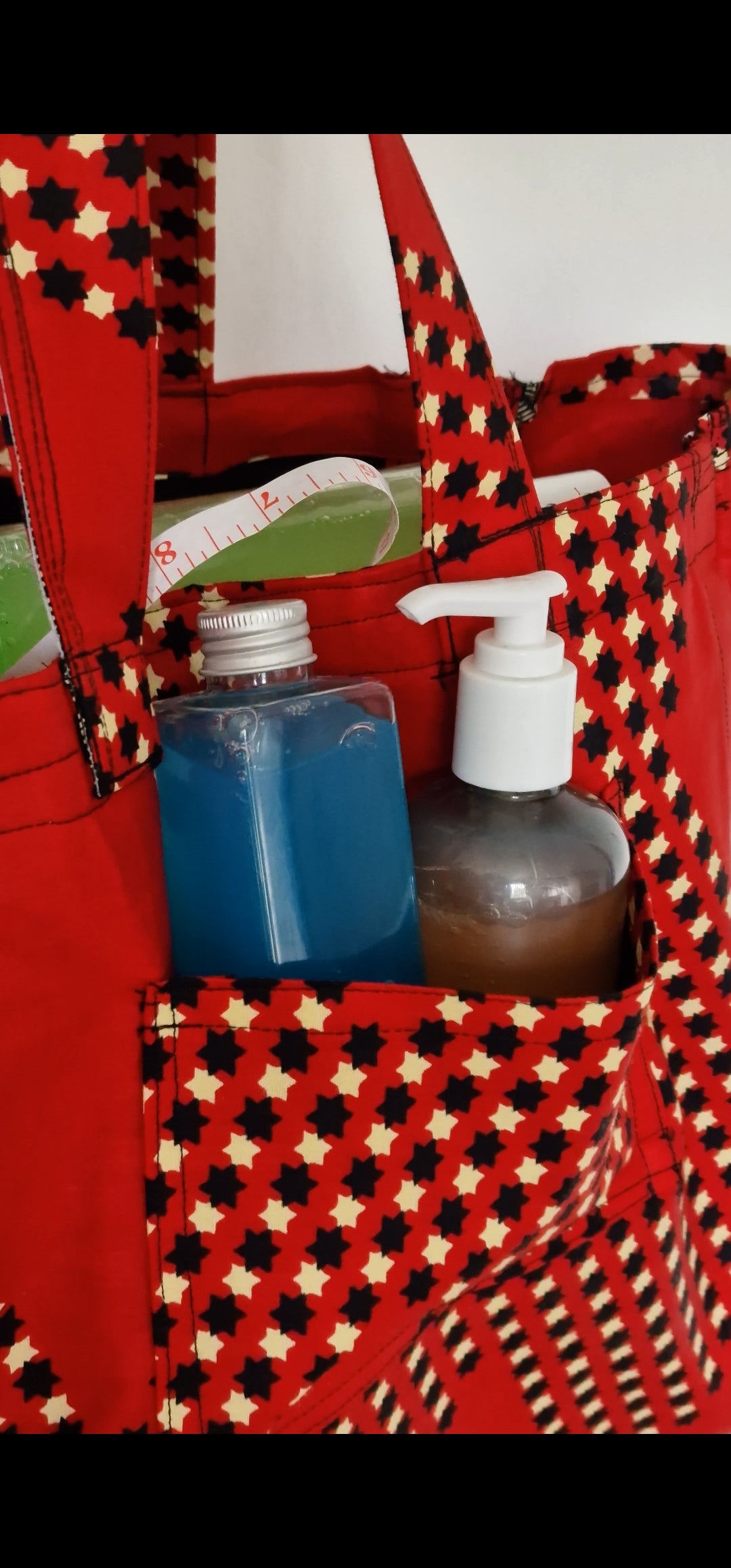 Handmade African Print Tote Bag –  Large Capacity 40cm – With Front Pocket | Everyday Shopping & Travel Bag