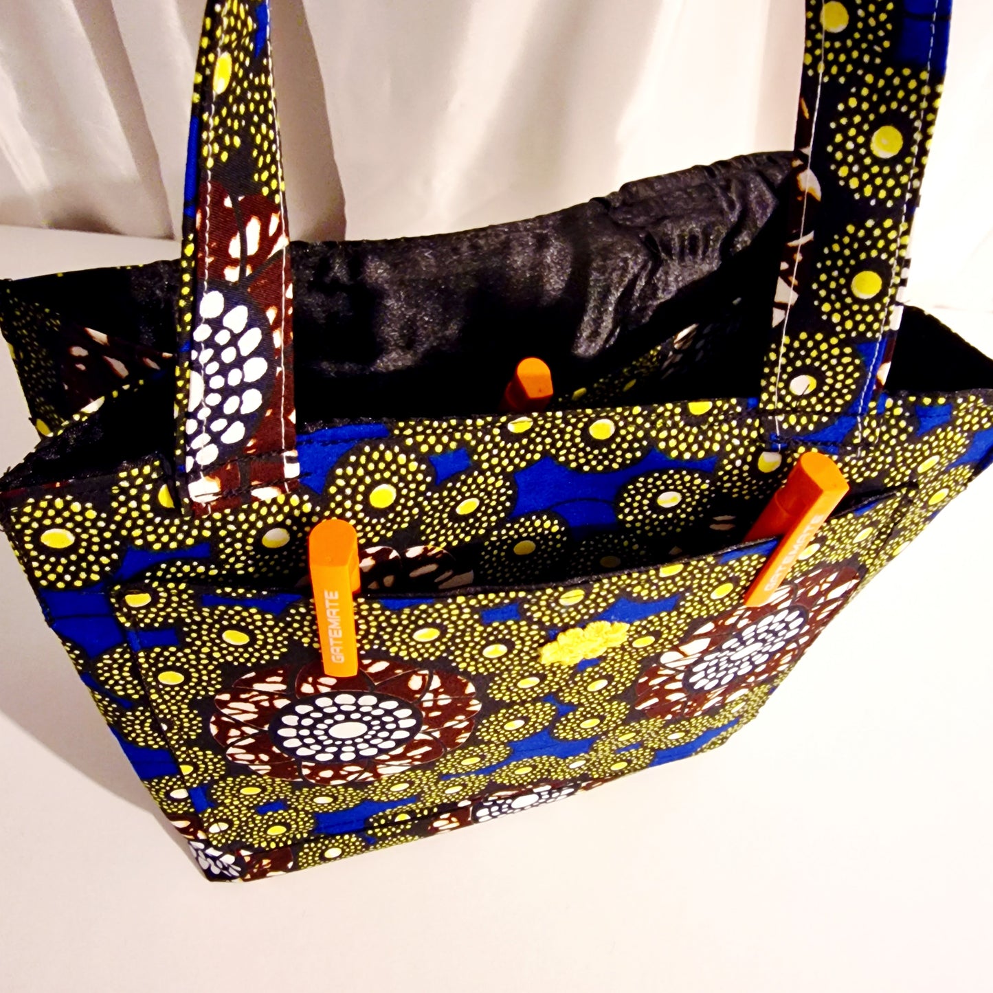 handmade tote bag, African print tote, fabric shopping bag