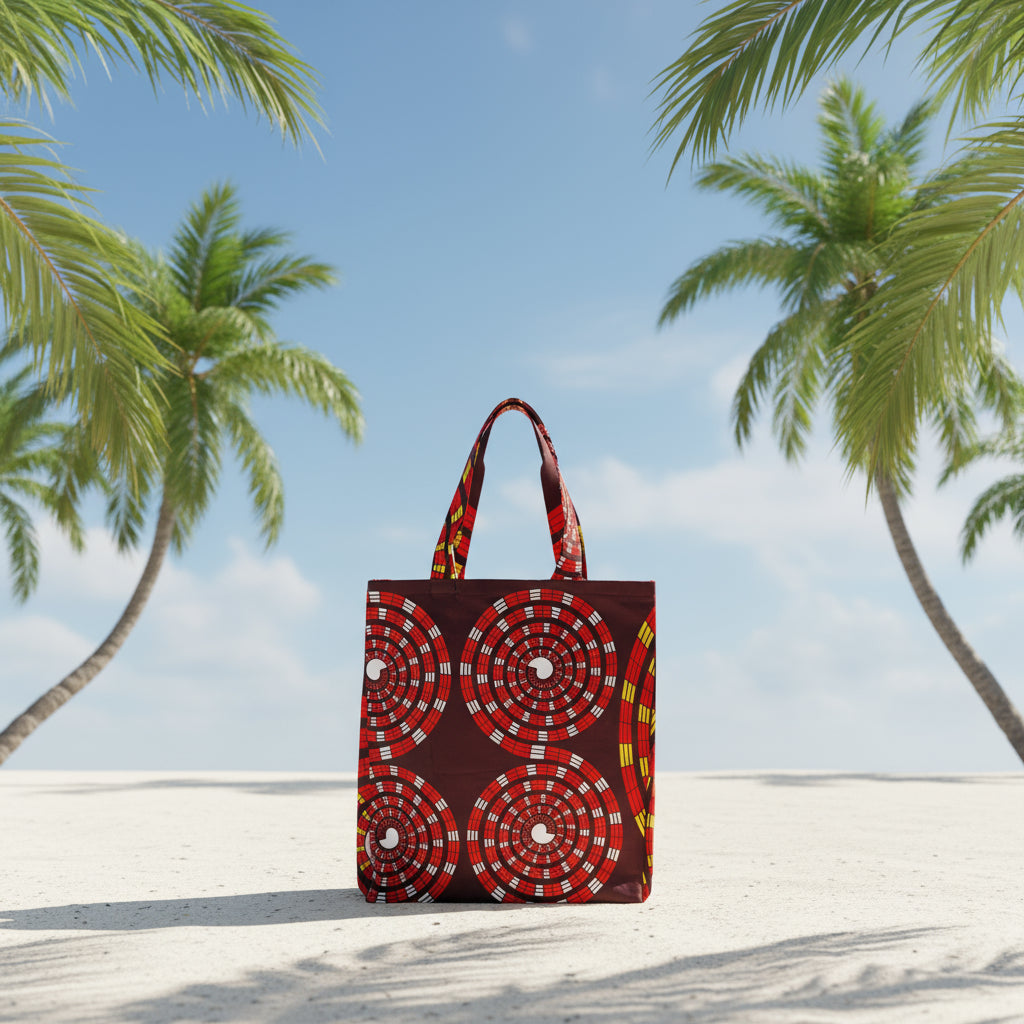 African Heritage Tote Bag - Handmade Fabric Shoulder Bag for Women