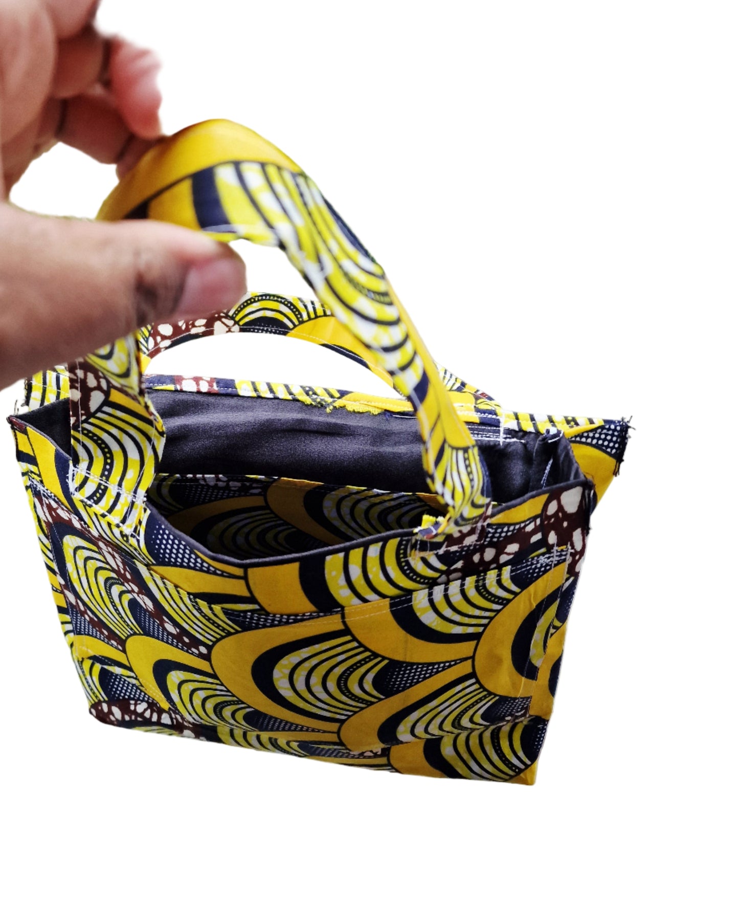 African Heritage Tote Bag. Yellow hues Handmade Fabric Shoulder Bag for Women