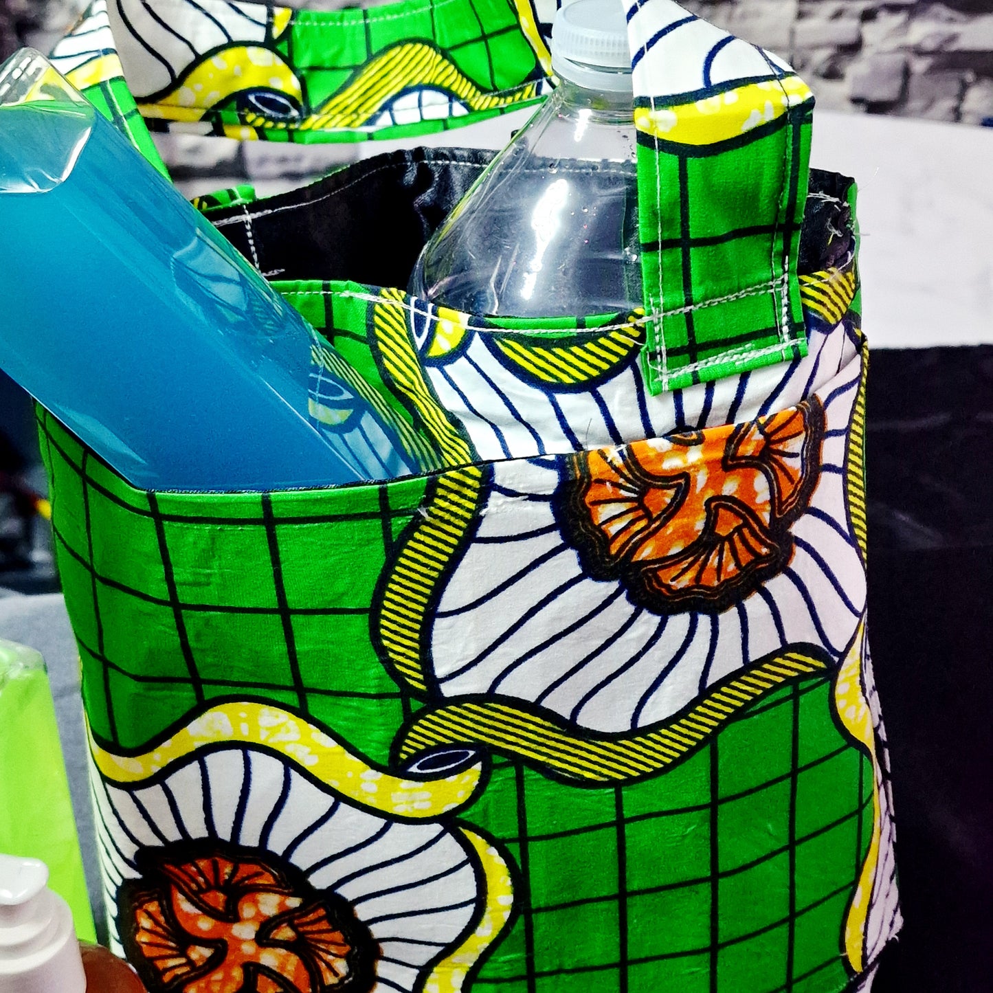 Statement Multicolour bag with refreshing Green hues” handmade tote bag, African print tote, fabric shopping bag