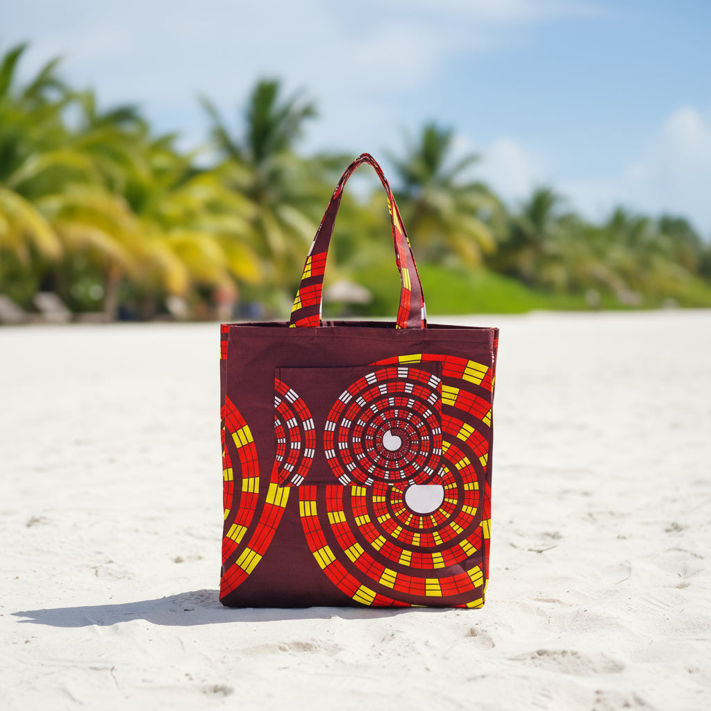 African Heritage Tote Bag - Handmade Fabric Shoulder Bag for Women