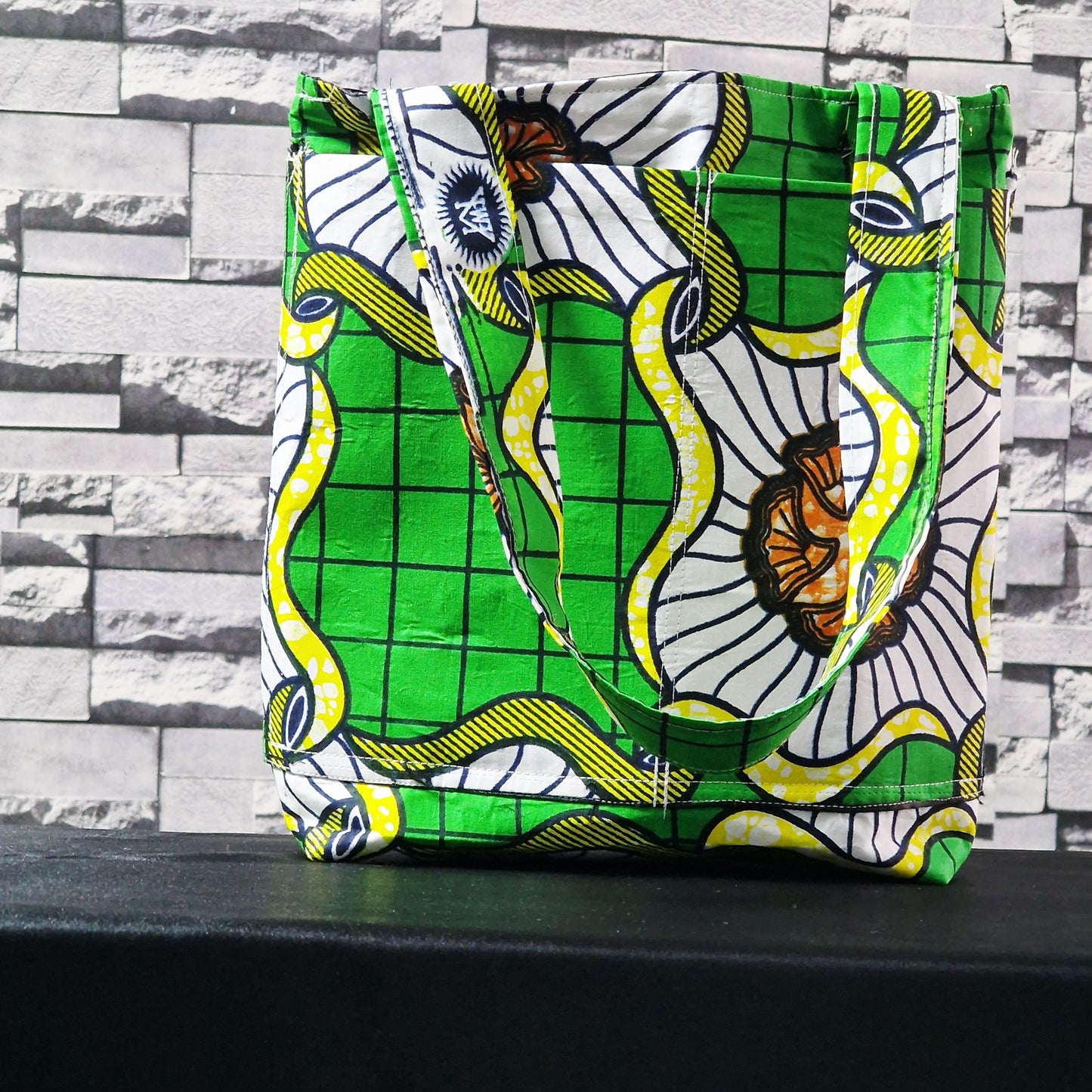 Statement Multicolour bag with refreshing Green hues” handmade tote bag, African print tote, fabric shopping bag