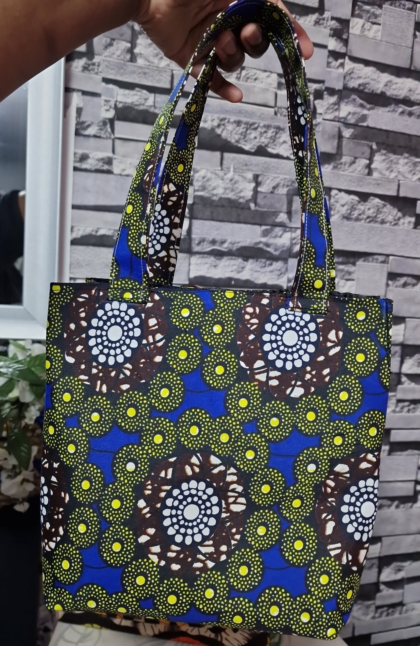 handmade tote bag, African print tote, fabric shopping bag