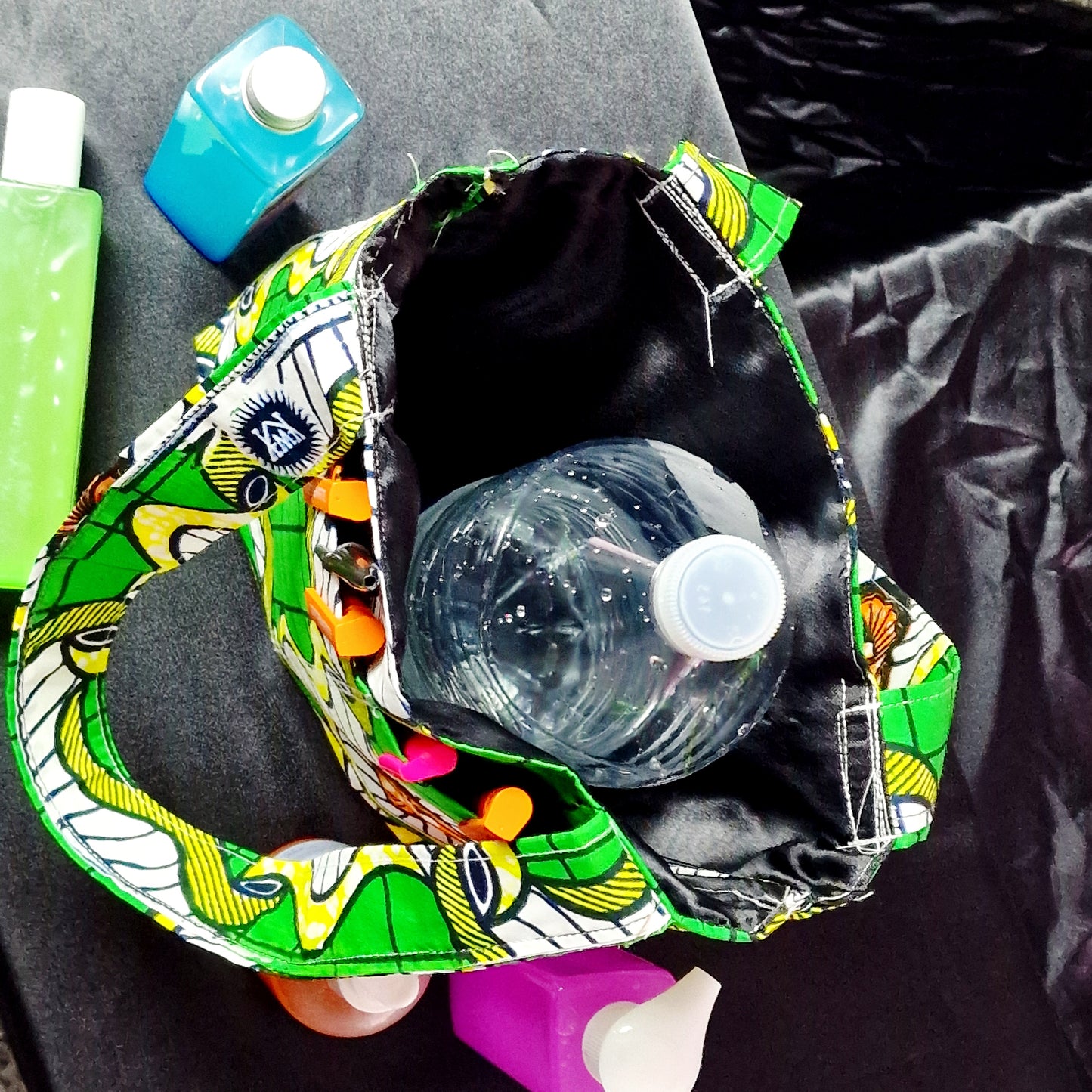 Statement Multicolour bag with refreshing Green hues” handmade tote bag, African print tote, fabric shopping bag