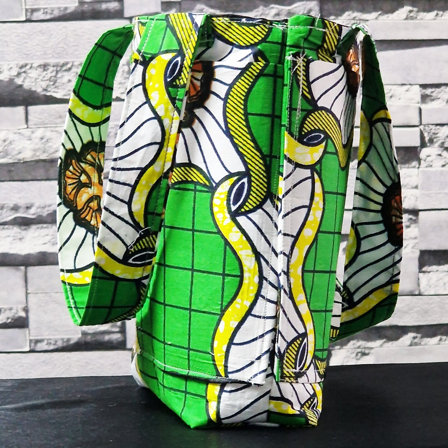 Statement Multicolour bag with refreshing Green hues” handmade tote bag, African print tote, fabric shopping bag