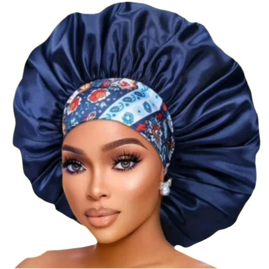 NAVY BLUE Large satin bonnet  Haircare Comfort