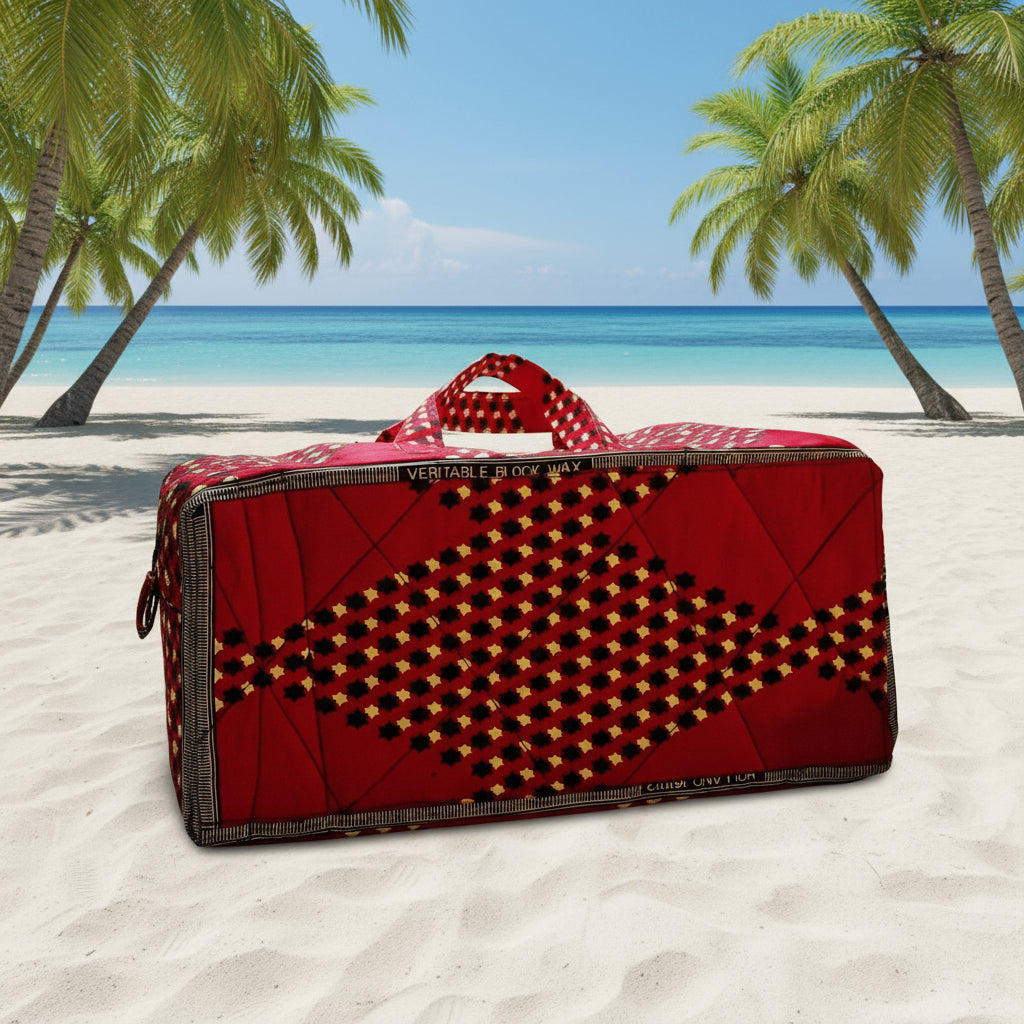 Handmade African Print Tote Bag –  Large Capacity 40cm – With Front Pocket | Everyday Shopping & Travel Bag