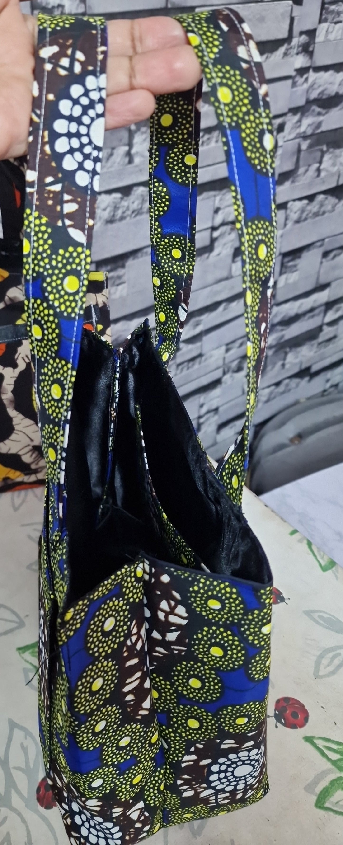 handmade tote bag, African print tote, fabric shopping bag