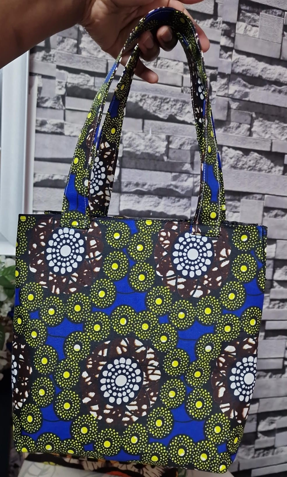 handmade tote bag, African print tote, fabric shopping bag