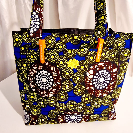 handmade tote bag, African print tote, fabric shopping bag