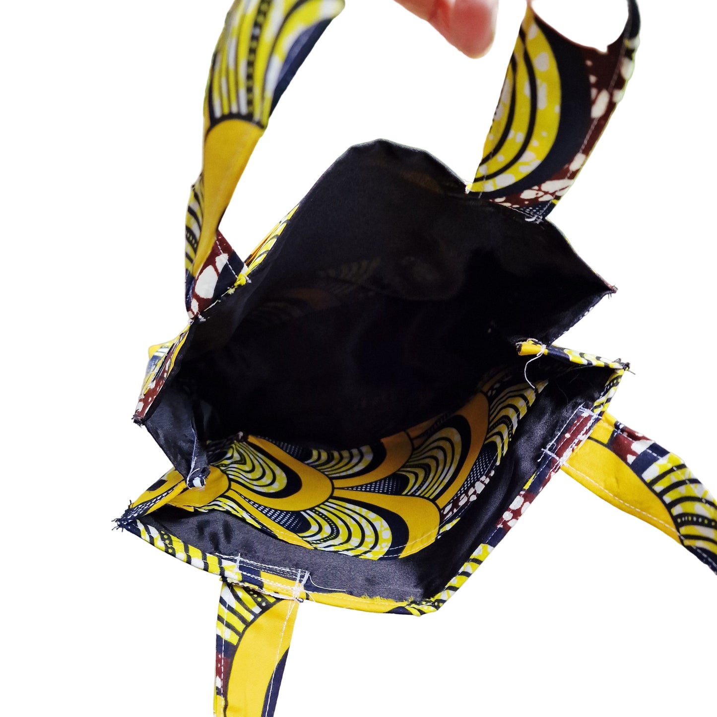 African Heritage Tote Bag. Yellow hues Handmade Fabric Shoulder Bag for Women