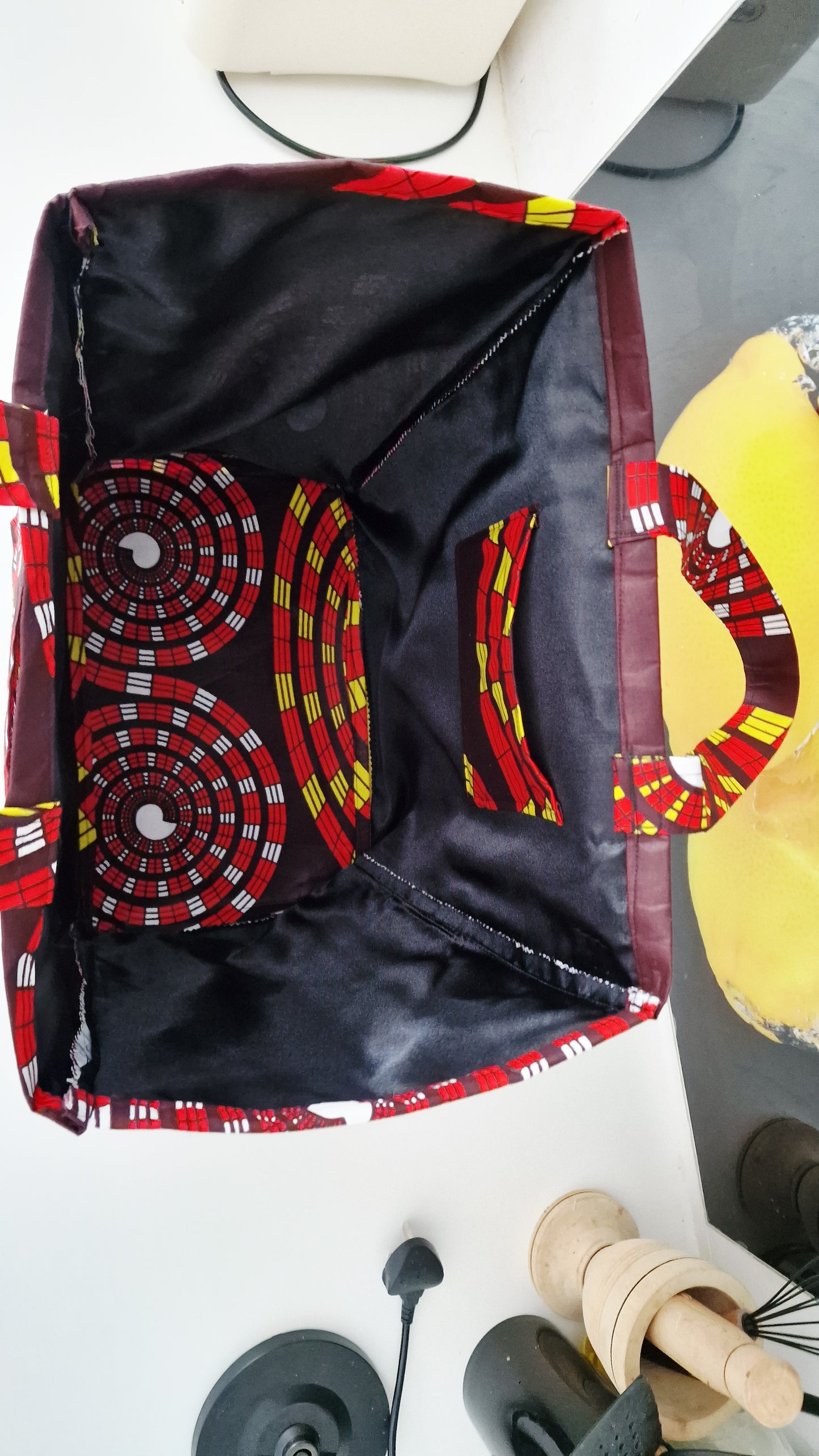 African Heritage Tote Bag - Handmade Fabric Shoulder Bag for Women