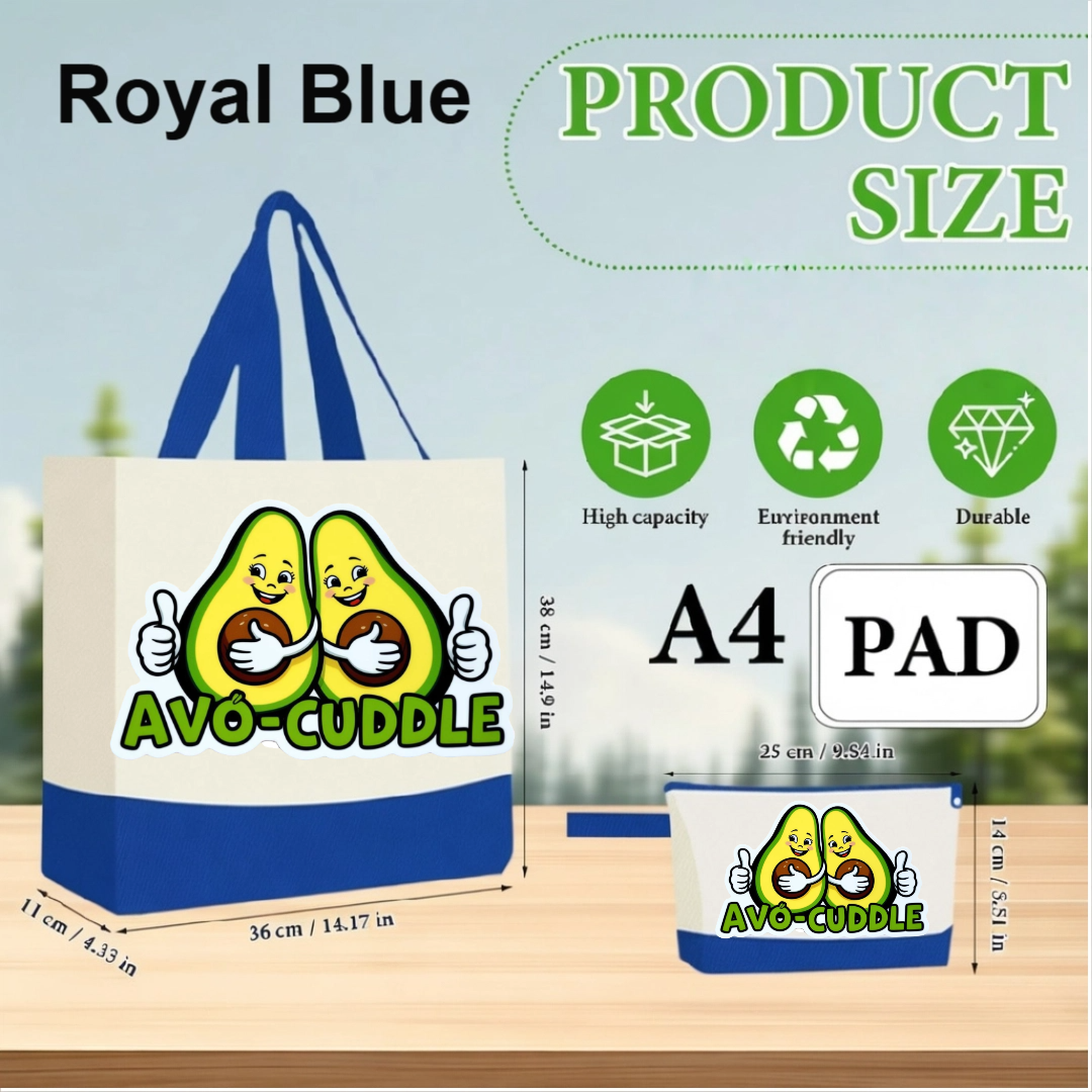 Red - Avo cuddle Funny Avocado Canvas Tote Bag with Matching Pouch | Reusable Aesthetic Shopper Gift