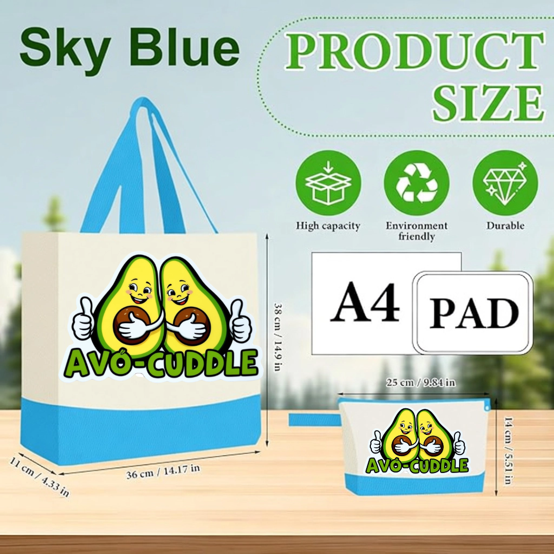 Red - Avo cuddle Funny Avocado Canvas Tote Bag with Matching Pouch | Reusable Aesthetic Shopper Gift